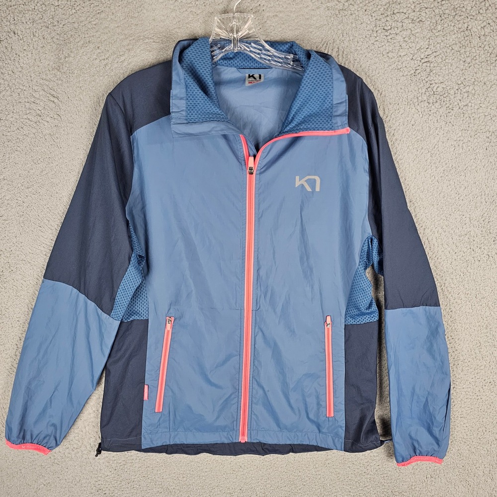 Kari Traa Jacket Womens L Blue Full Zip Windbreaker Mesh Running Activewear